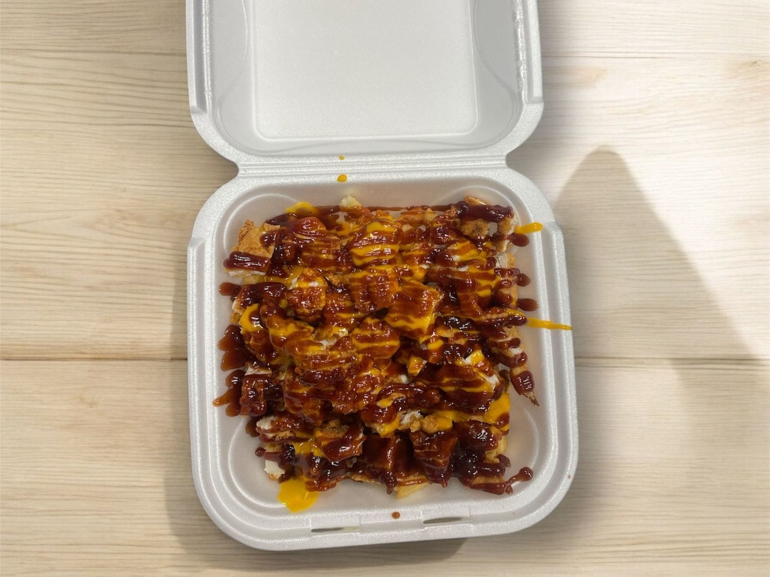 BBQ chicken loaded cheese fries at Mayo Grill in Aurora