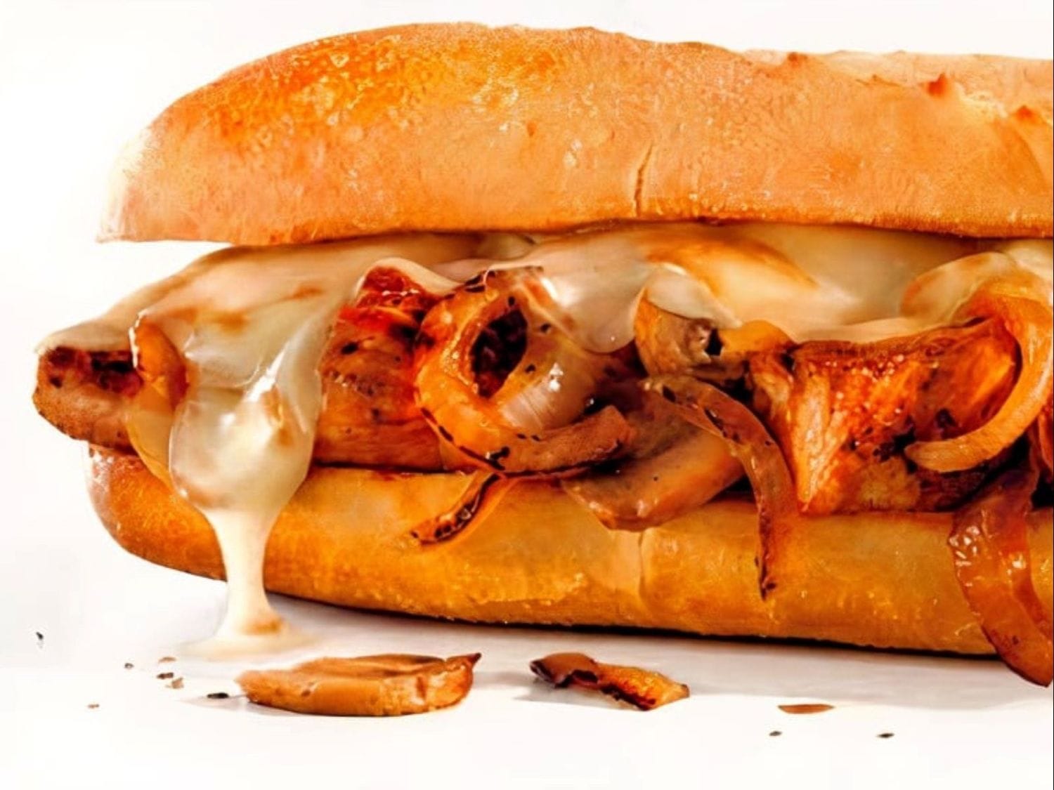Philly Chicken Teriyaki with onions, green peppers, mozzarella, and fries