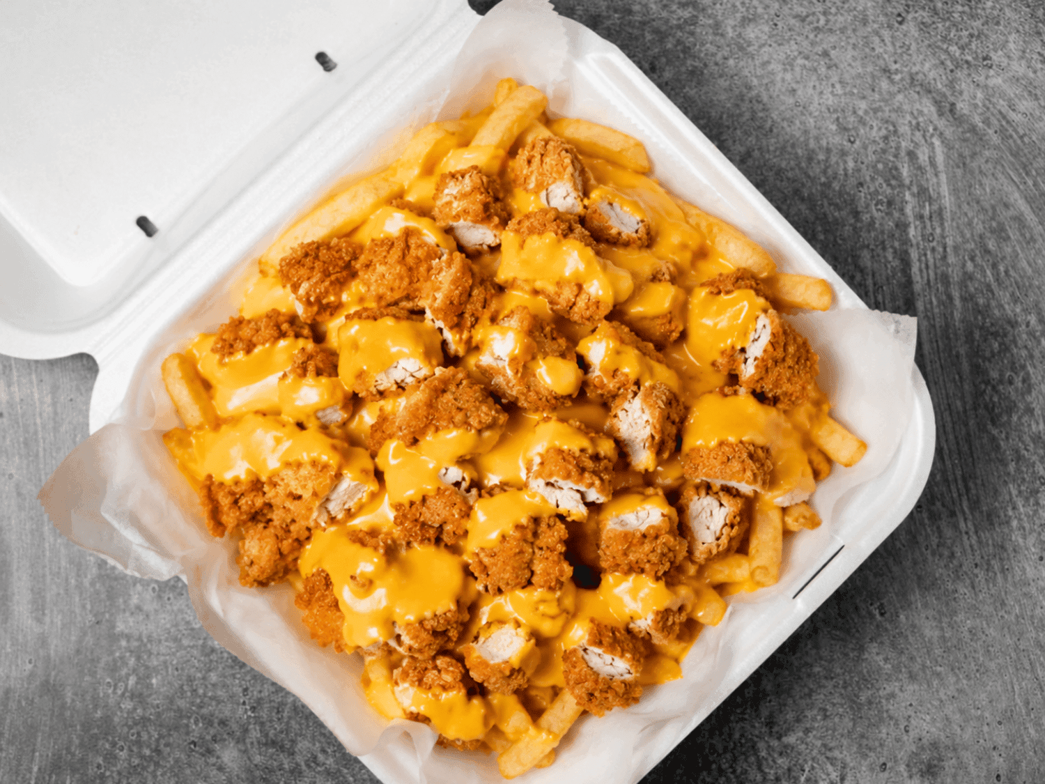 Crispy chicken cheese fries near Sugar Grove IL from Mayo Grill