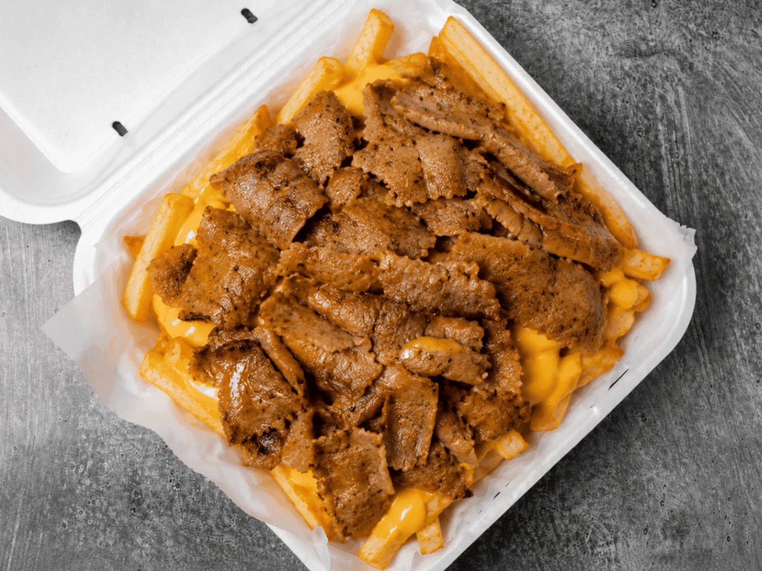Loaded cheese fries from Mayo Grill near North Aurora IL