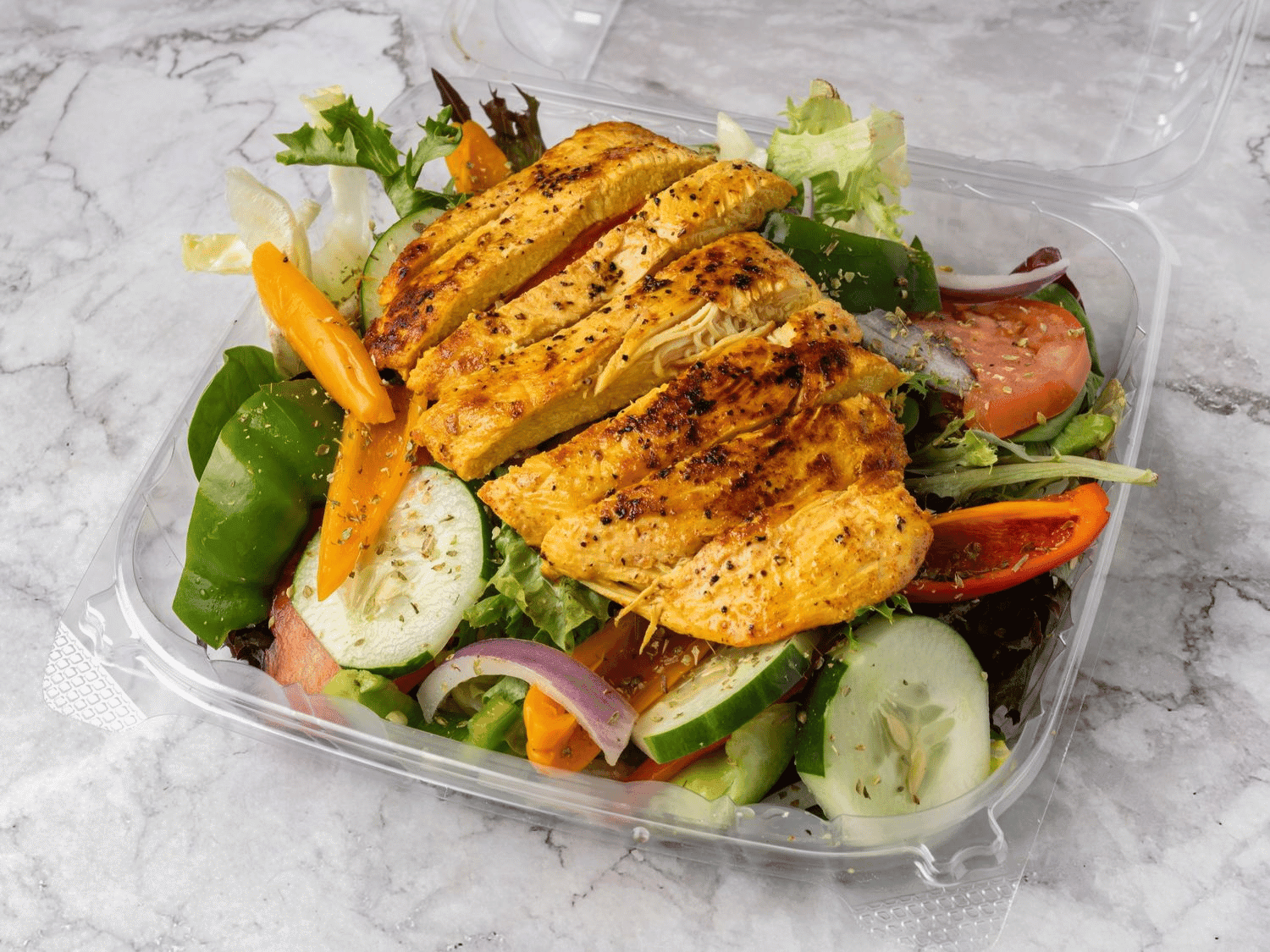 Grilled chicken salad from Mayo Grill in Aurora IL