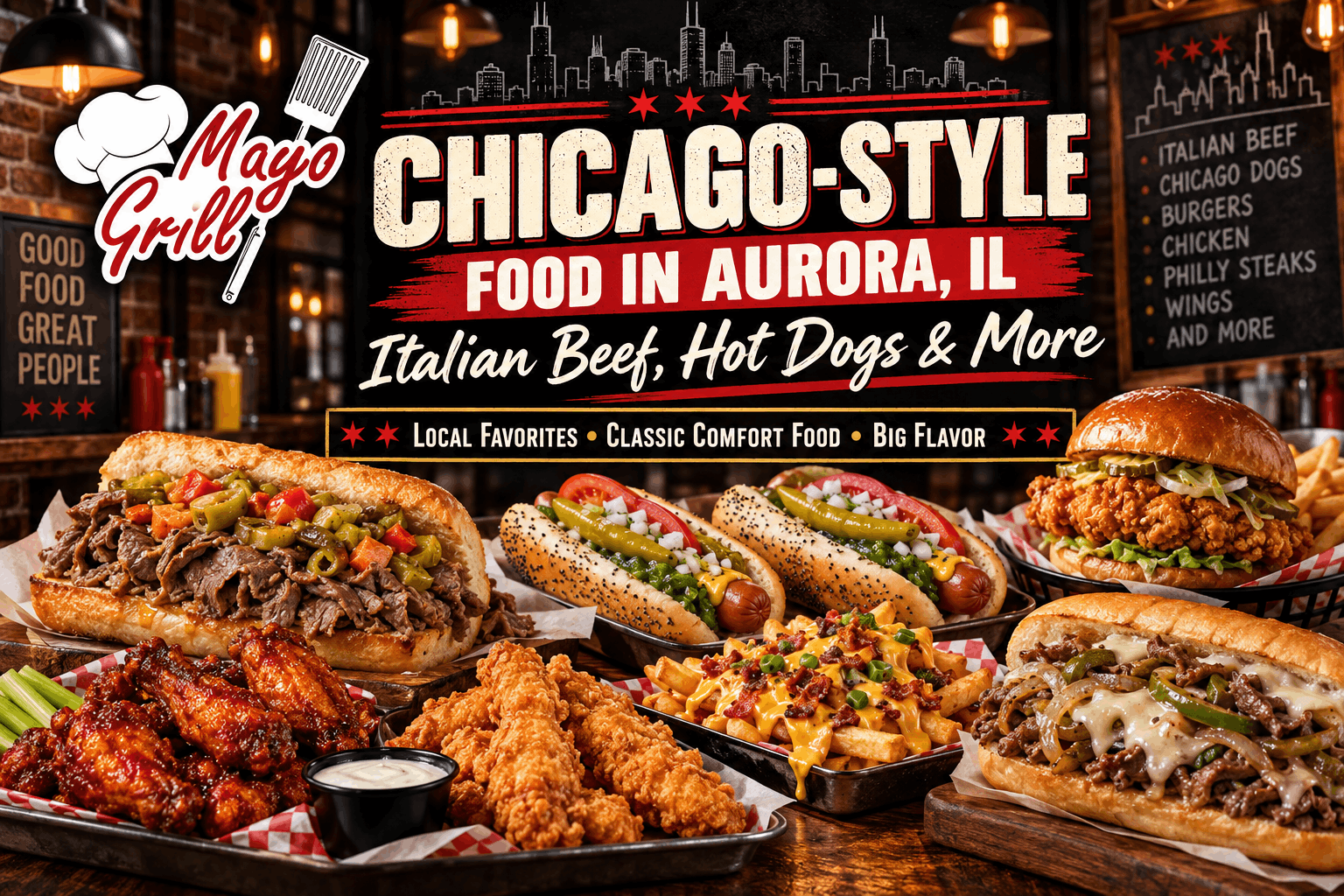 Chicago-style Italian beef sandwich and classic Chicago food in Aurora Illinois