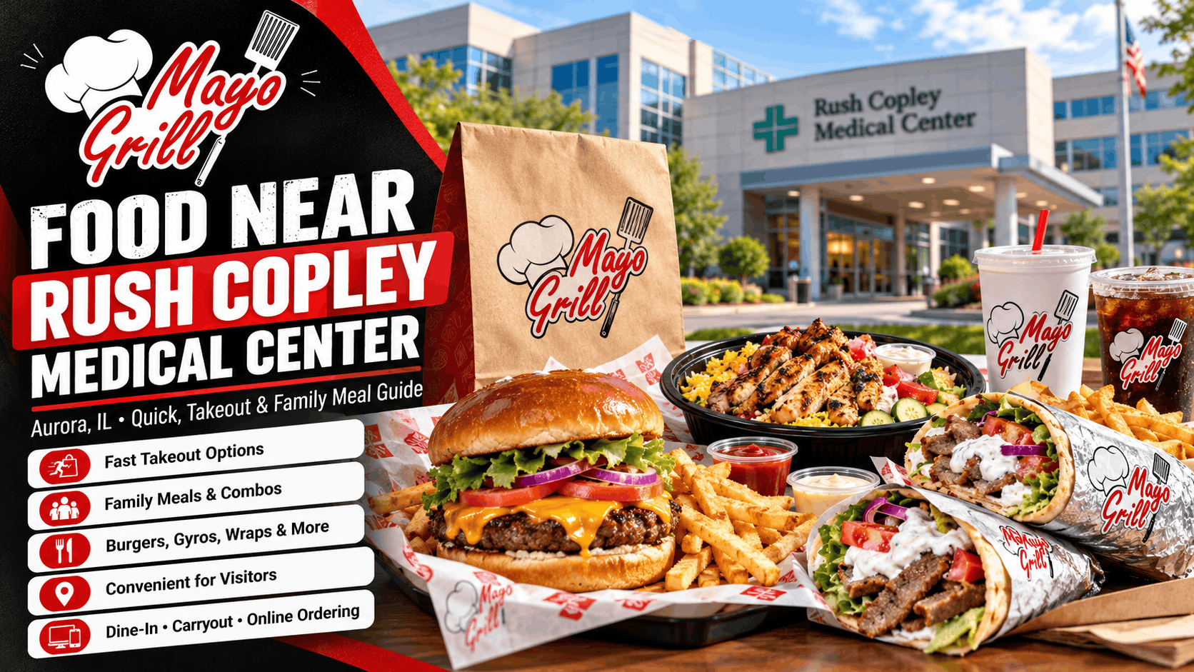 Food options near Rush Copley Medical Center in Aurora, Illinois